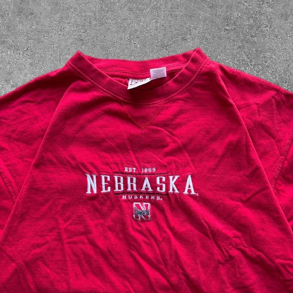 Vintage Red Oak Nebraska Cornhuskers T Shirt Mens XL Red Embroidered Y2K College